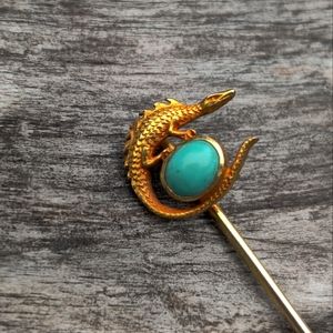 14 karat vintage lizard turquoise straight pin